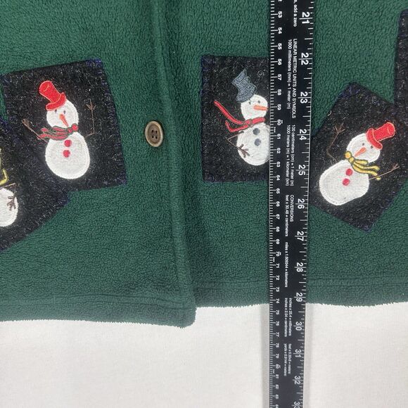 Baxter Wells Ugly Christmas Fleece Jacket Womens Large Snowman Button Up Collar - Picture 7 of 9